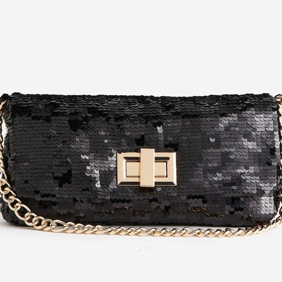 H&M black sequin shoulder bag 9.5"X4.25"X1.5" - Picture 2 of 4